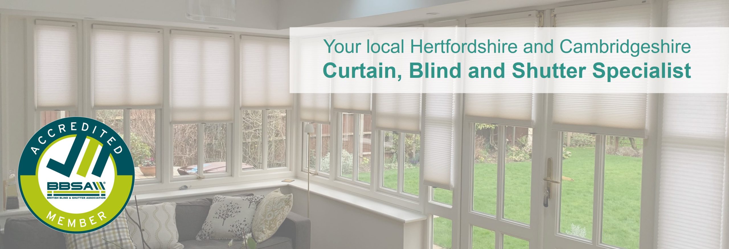 pleated blinds in a conservatory - your local hertfordshire and cambridgeshire curtain, blind and shutter specialist