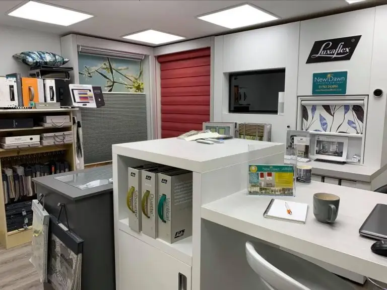 Inside the New Dawn Blinds showroom in Royston