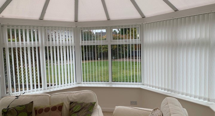 vertical blinds in a conservatory